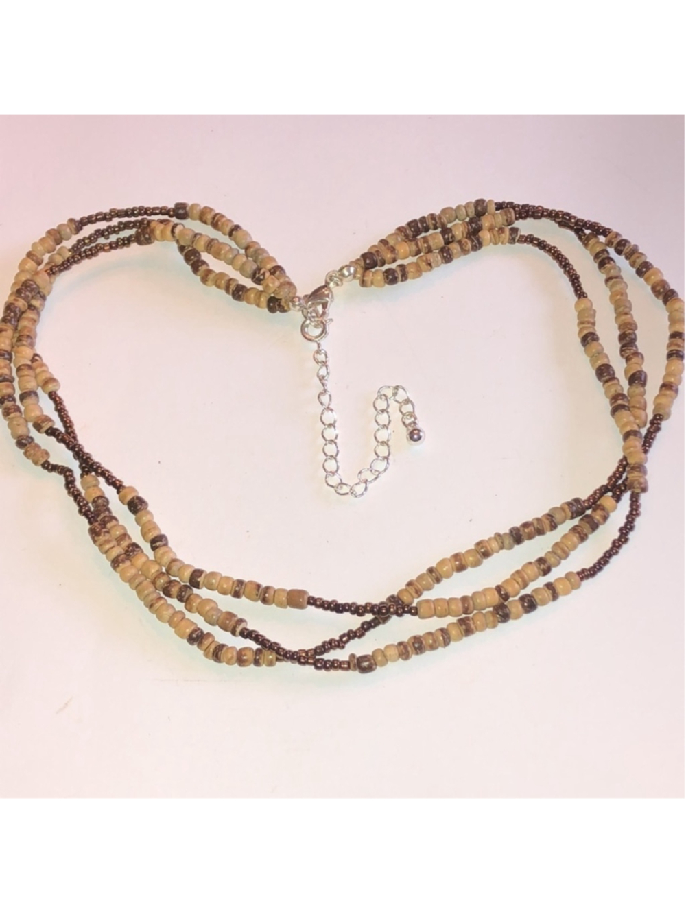 Brown & Tan Beaded Multi Strand Boho Necklace - Picture 7 of 7